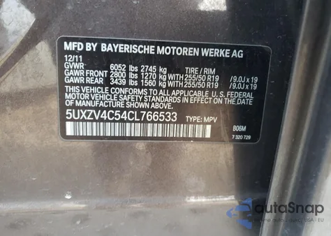 2012 BMW X5 xDrive35I from USA, damaged, VIN 5UXZV4C54CL766533